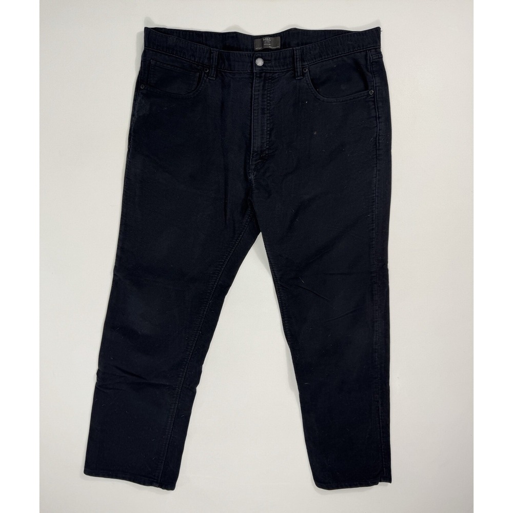 Marks & Spencer Mens 40x33 Black Pants 5-Pocket Modern Casual City Cotton Chino